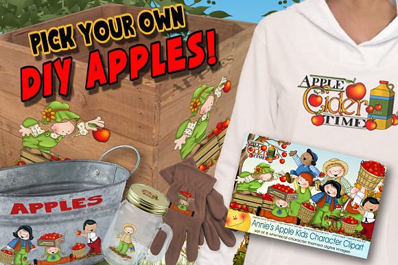 Apple Cider Kids Character Clipart in Illustrations - product preview 1
