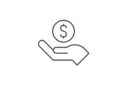 Hand accepts donation outline icon