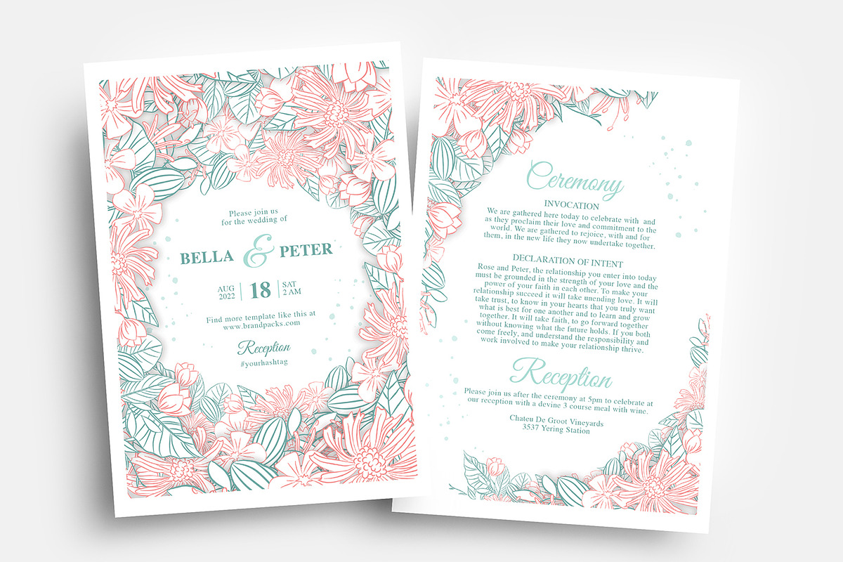 Modern Floral Wedding Templates in Wedding Templates - product preview 8