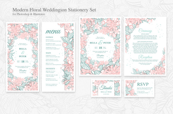 Modern Floral Wedding Templates in Wedding Templates - product preview 2