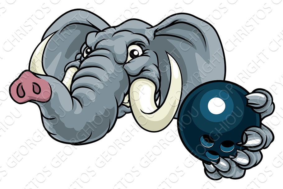 Elephant Bowling Ball Sports Animal in Illustrations - product preview 8