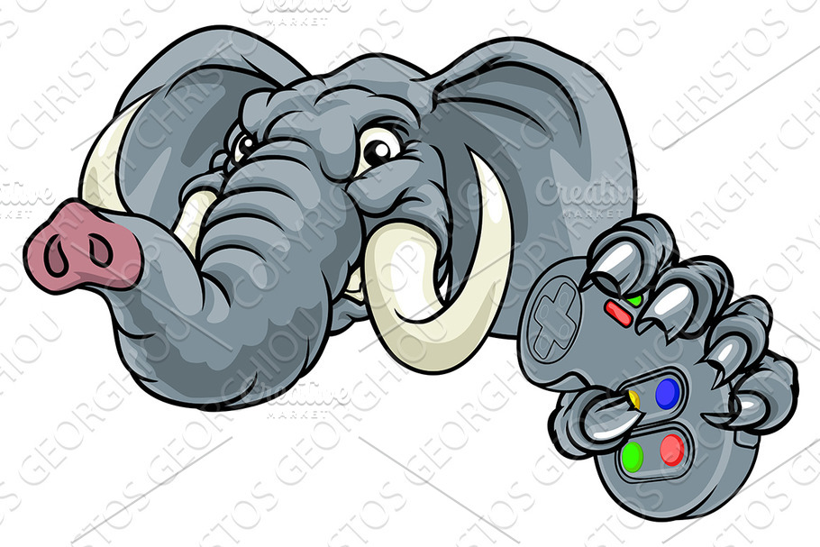 Elephant Video Games Controller in Illustrations - product preview 8