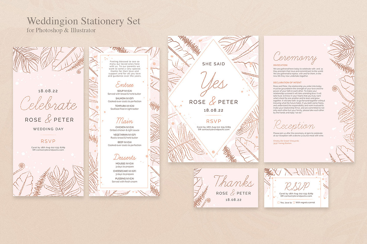 Rose Gold Wedding Templates in Wedding Templates - product preview 8