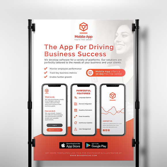 Mobile App Poster/Banner in Flyer Templates - product preview 1