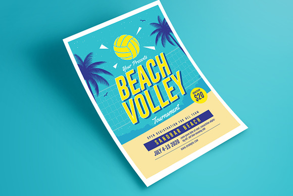 Beach Volleyball Tournament Flyer in Flyer Templates - product preview 2
