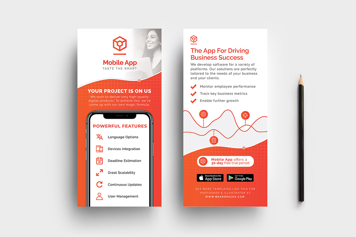 Mobile App DL Card in Flyer Templates - product preview 8