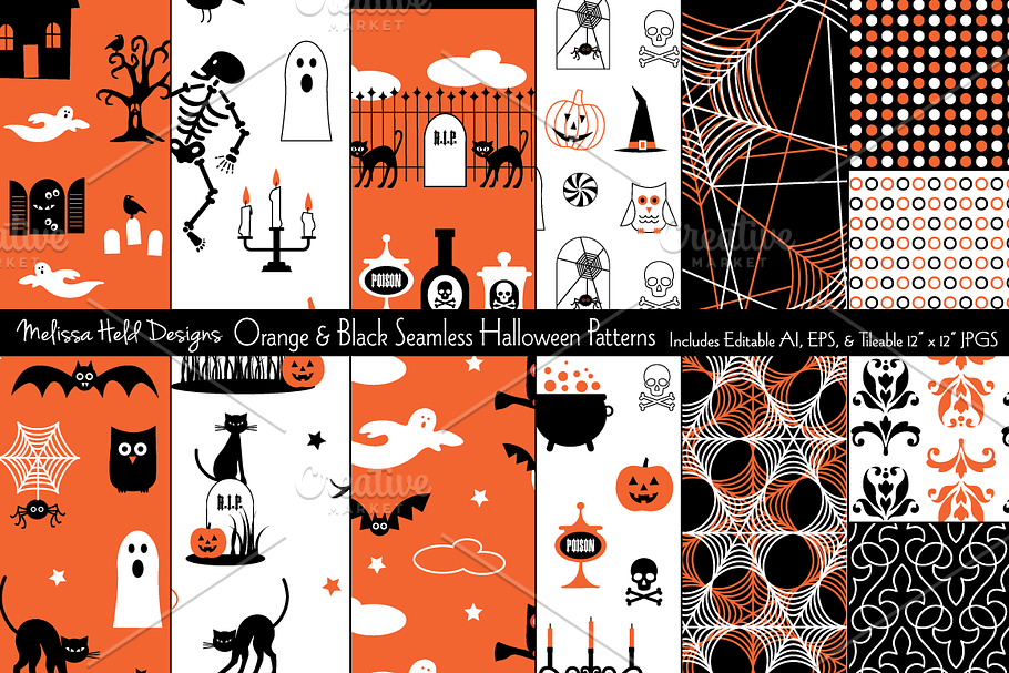 Orange & Black Halloween Patterns in Patterns - product preview 8