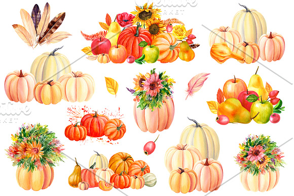 Autumn harvest, watercolor in Illustrations - product preview 2
