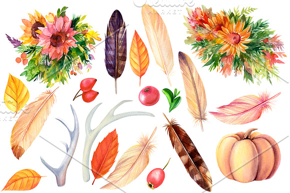 Autumn harvest, watercolor in Illustrations - product preview 11
