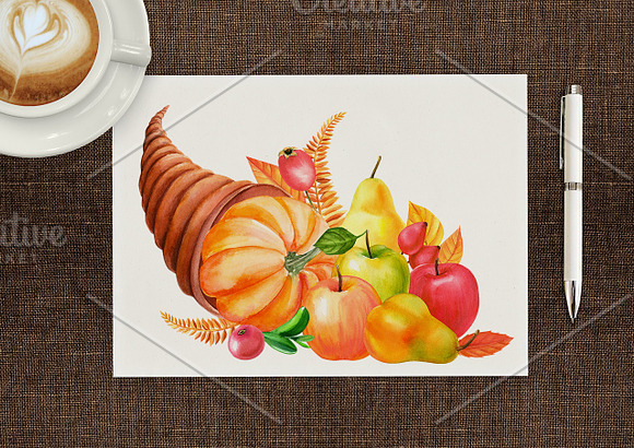Autumn harvest, watercolor in Illustrations - product preview 12