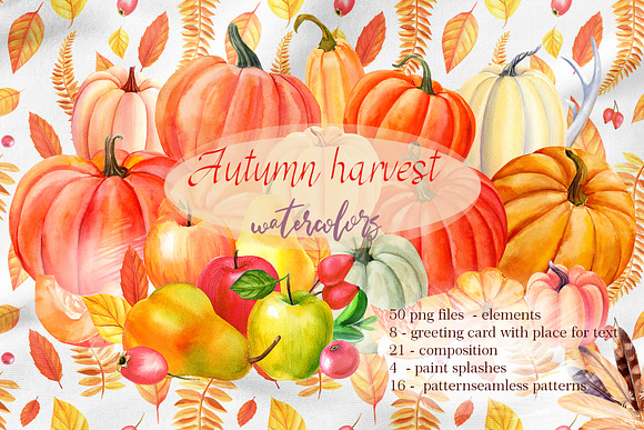Autumn harvest, watercolor in Illustrations - product preview 14