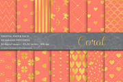 Coral Gold Digital Papers