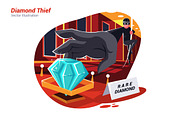 Diamond Thief - Vector Illustration