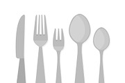 Vector cutlery set. Fork, knife