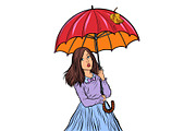 Autumn. girl with umbrella