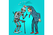 man versus old robot
