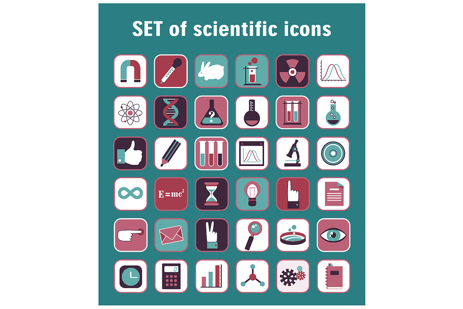 Set of 36 scientific icons