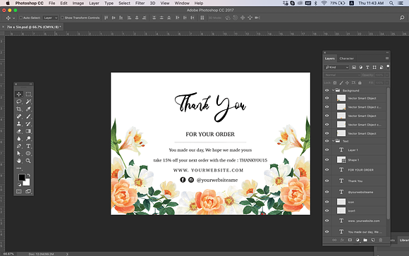 mini thank you card template ID8 in Card Templates - product preview 2