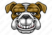 Bulldog Mascot Cute Happy Cartoon