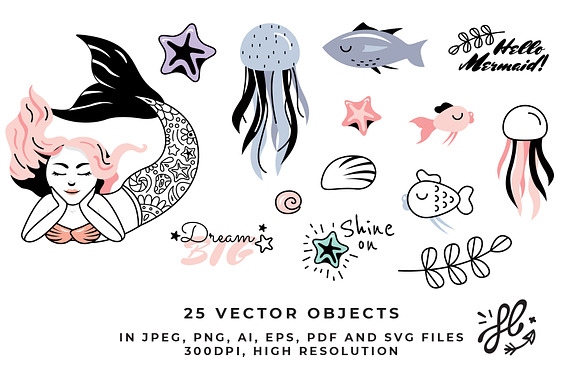 Hello Mermaids! - clipart & stickers in Objects - product preview 1