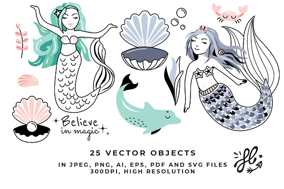 Hello Mermaids! - clipart & stickers in Objects - product preview 2
