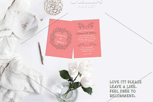 Wreath + Laurel Wedding Invitation in Wedding Templates - product preview 1