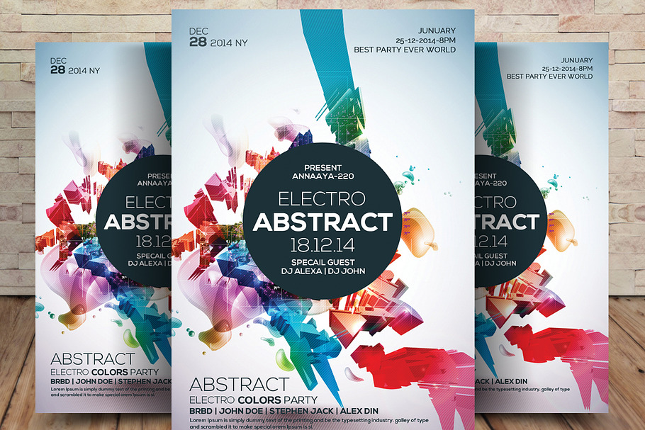 Electro Abstract Flyer Template in Flyer Templates - product preview 8