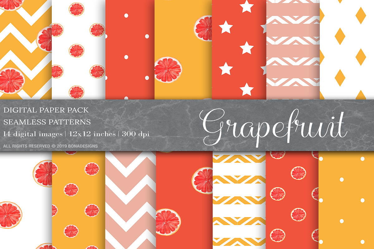 Grapefruit Digital Papers in Patterns - product preview 8