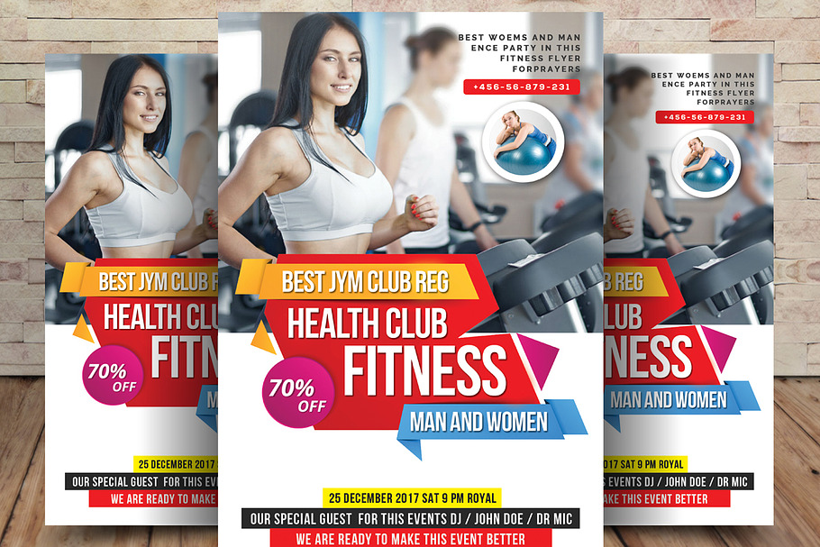Gym & Fitness Club Flyer in Flyer Templates - product preview 8