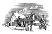 Winter Horse Sleigh Scene