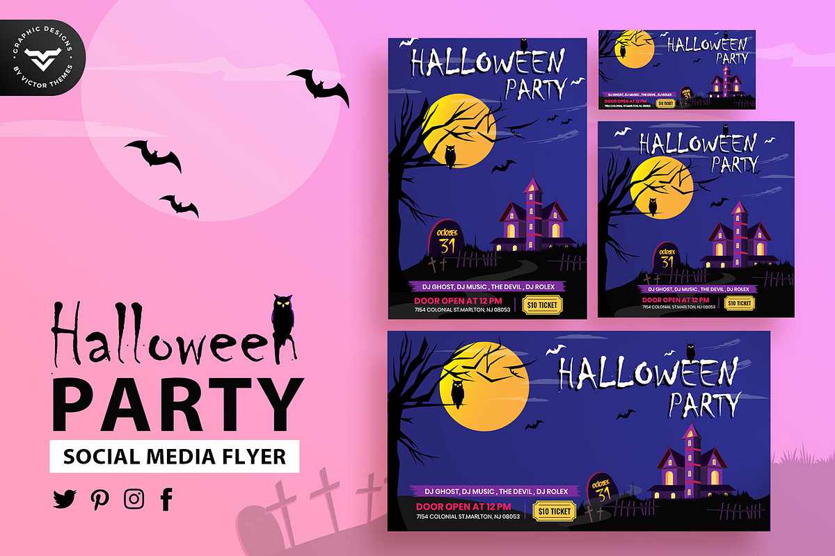 Halloween Social Media Template in Social Media Templates - product preview 8
