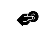 Hand holding coin icon on white