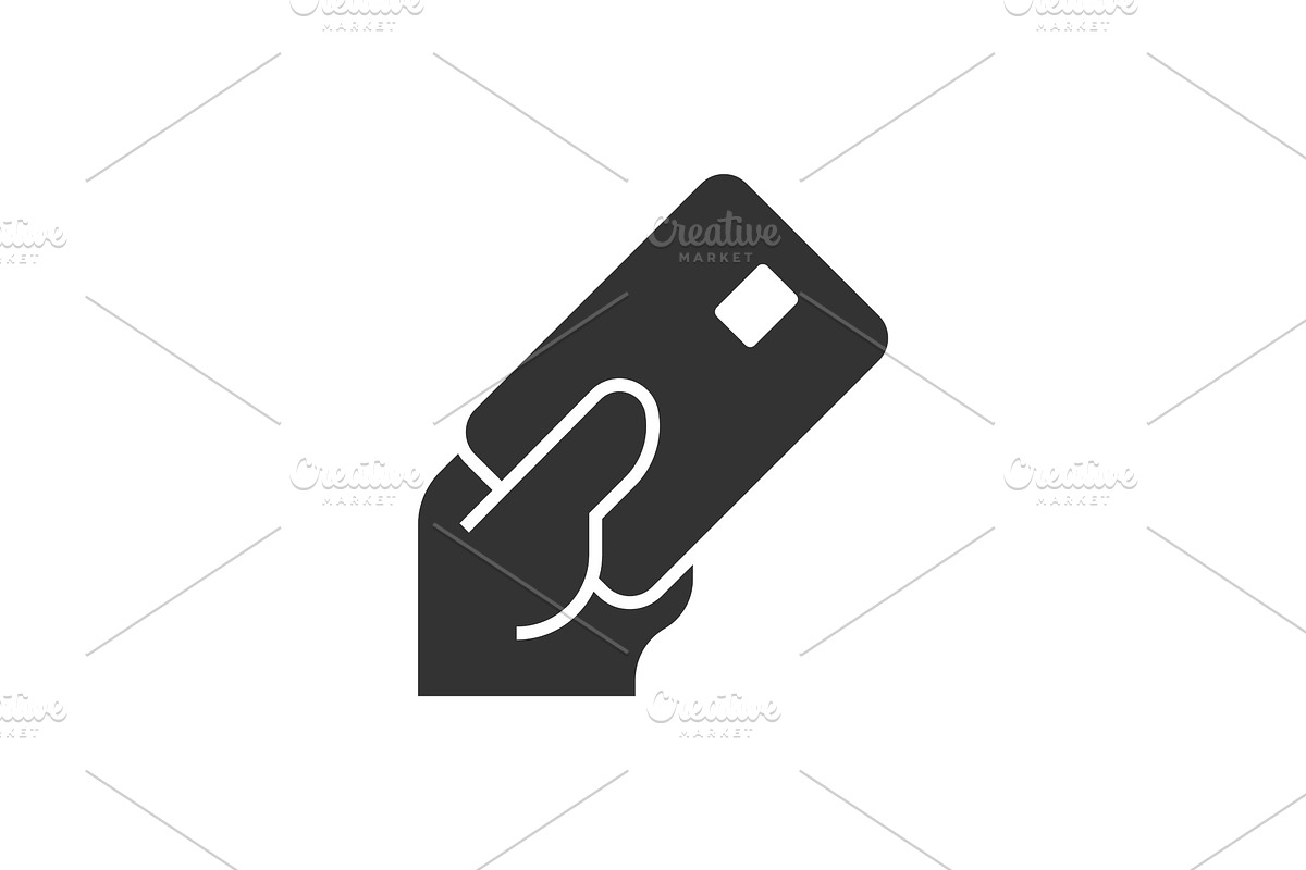 Hand holding a credit card black in Icons - product preview 8