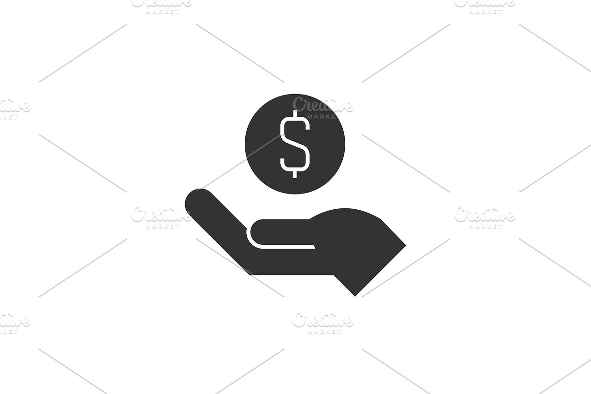 Hand accepts donation icon on white in Icons - product preview 8