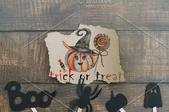 Halloween party. Watercolor set in Objects - product preview 2