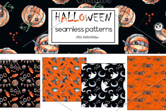 Halloween party. Watercolor set in Objects - product preview 4