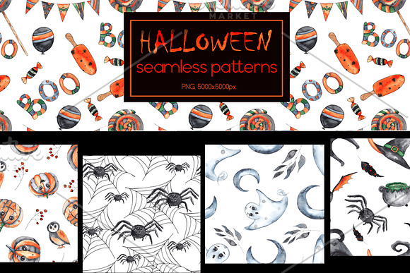 Halloween party. Watercolor set in Objects - product preview 6
