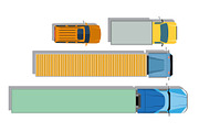 trucks top view flat icons.
