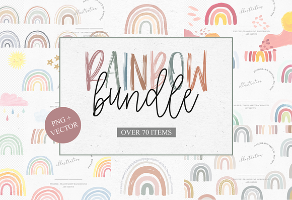 ALL IN RAINBOW BUNDLE / PNG + VECTOR in Illustrations - product preview 12