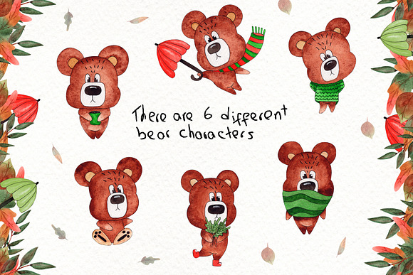 Watercolor Bears Collection in Illustrations - product preview 1