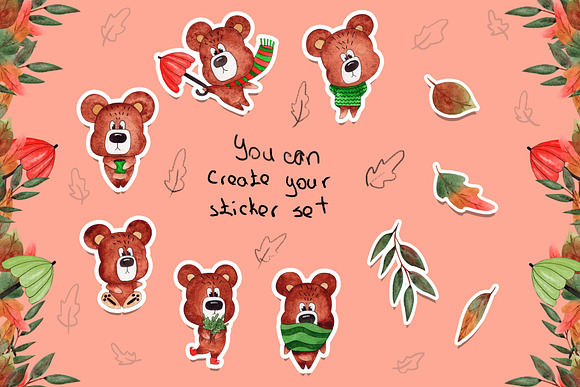 Watercolor Bears Collection in Illustrations - product preview 3