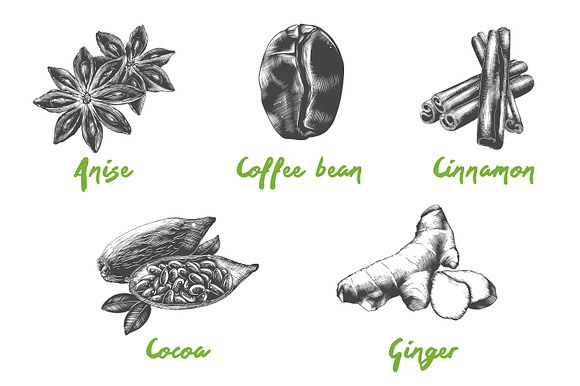 Set of 44 organic food objects in Illustrations - product preview 3