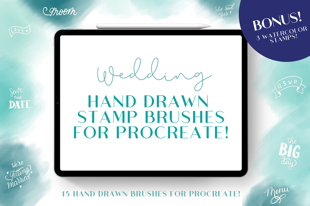 Wedding Hand Drawn Procreate Stamps in Add-Ons - product preview 8