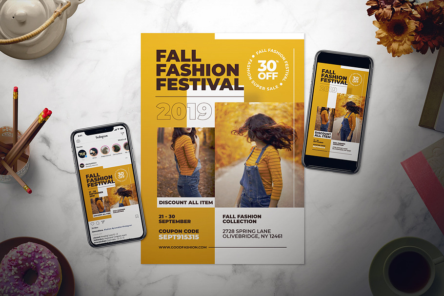 Fall Fashion Flyer Set in Flyer Templates - product preview 8