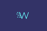 Dynamic moving letter W logo.