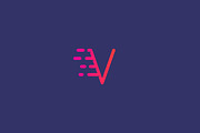 Dynamic moving letter V logo.