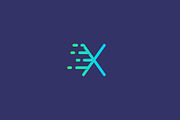 Dynamic moving letter X logo.