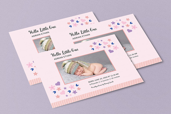 Baby Announcement Photo Card in Postcard Templates - product preview 2