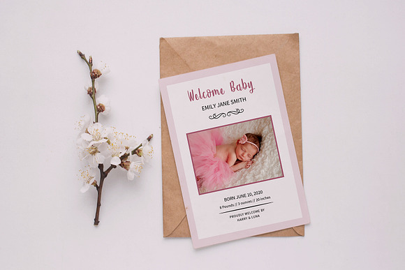 Baby Announcement Photo Card in Postcard Templates - product preview 2