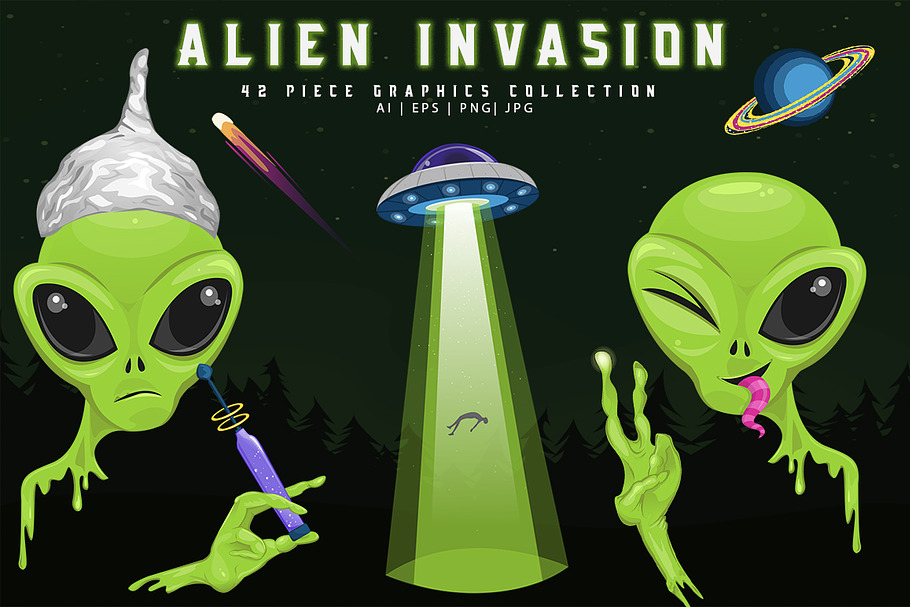 Alien Invasion 42 Piece Graphics Set in Illustrations - product preview 8